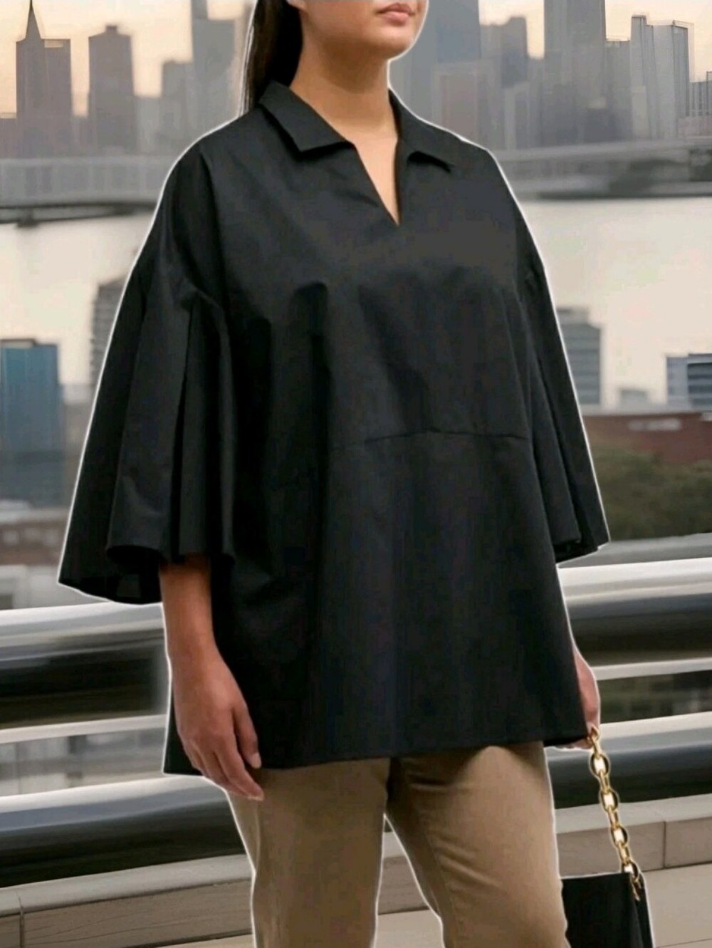 HARSHMAN: LOS ANGELES: $219: MAUREEN: TUNIC: BLOUSE: BLACK: SIZE: 3X: BRAND NEW